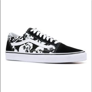 vans old skool skulls black & white skate shoes